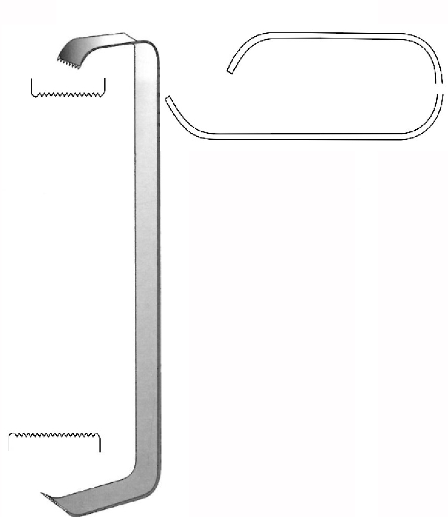 Tessier soft tissue separator, leaf = 35 x 12 mm, 45 x 16 mm
