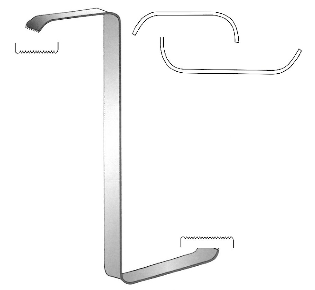 Tessier soft tissue separator, tips involved, leaf = 30 x 12 mm, 35 x 16 mm