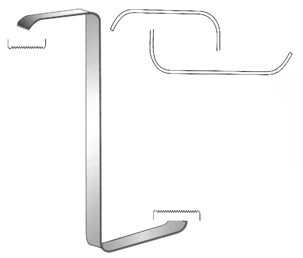 Tessier soft tissue separator, tips involved, leaf = 35 x 12 mm, 45 x 16 mm
