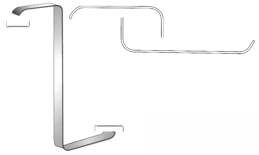 Tessier soft tissue separator, tips involved, leaf = 50 x 12 mm, 70 x 16 mm