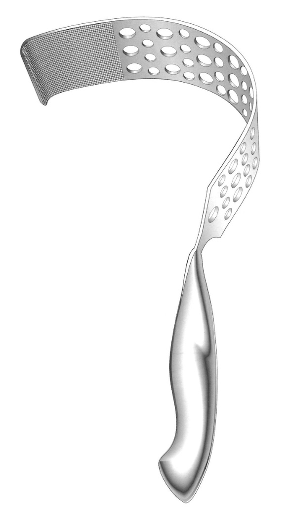 Retractor Thorlakson con orificios, hoja = 65 x 170 mm