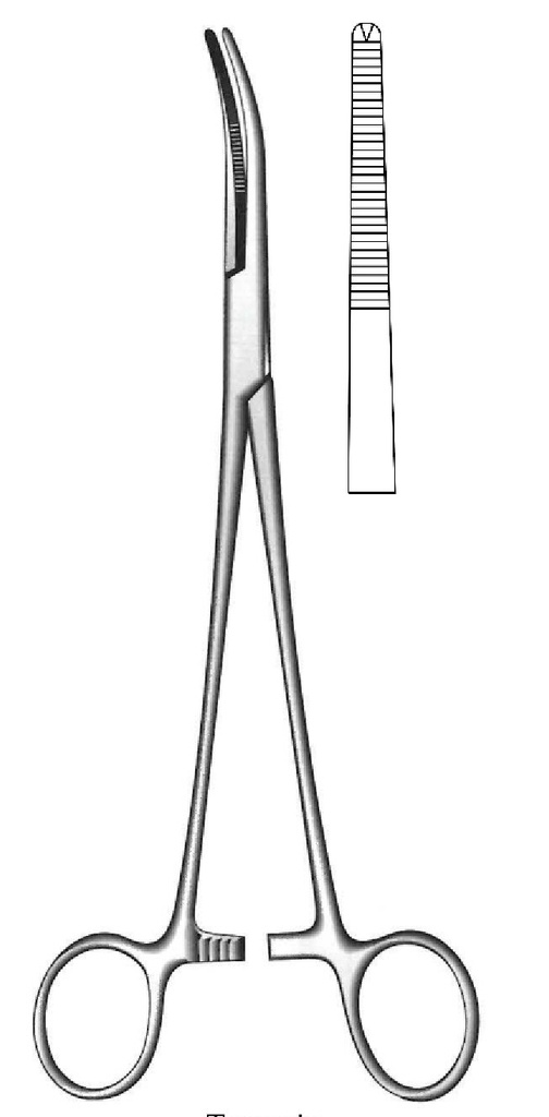 Pinza hemostática Toennis, recta, dientes = 1:2 - longitud = 21 cm / 8-1/4"