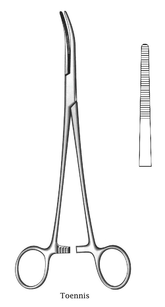 Pinza hemostática Toennis, recta - longitud = 26 cm / 10-1/4"
