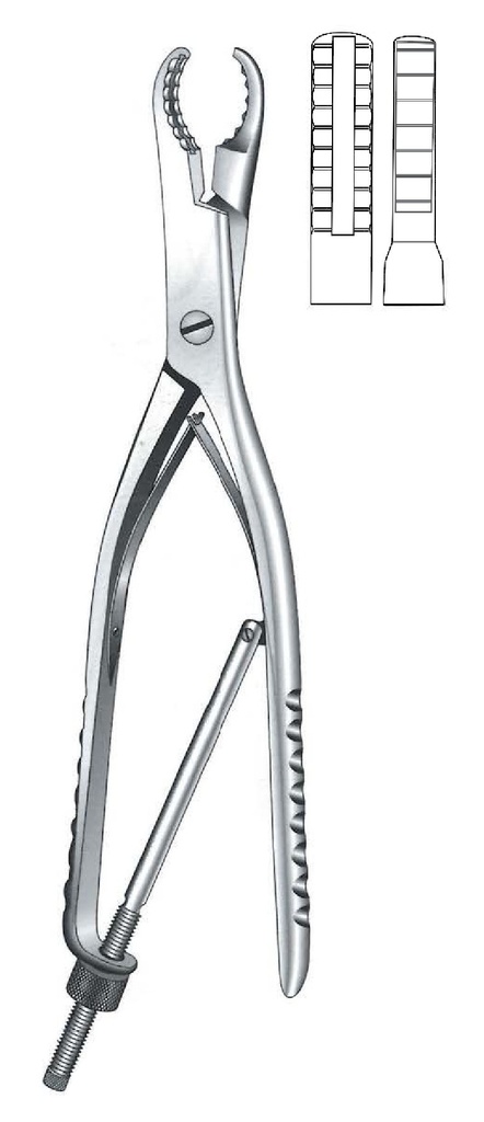 Ulrich bone clamping clamp, straight - length = 18 cm / 7-1 / 4 "