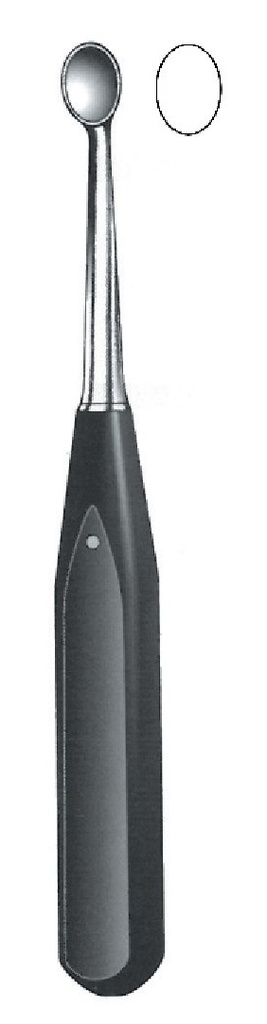 Cureta para el huesp Volkmann con mango de ferrozell, figura 1 - longitud = 17 cm / 6-3/4"