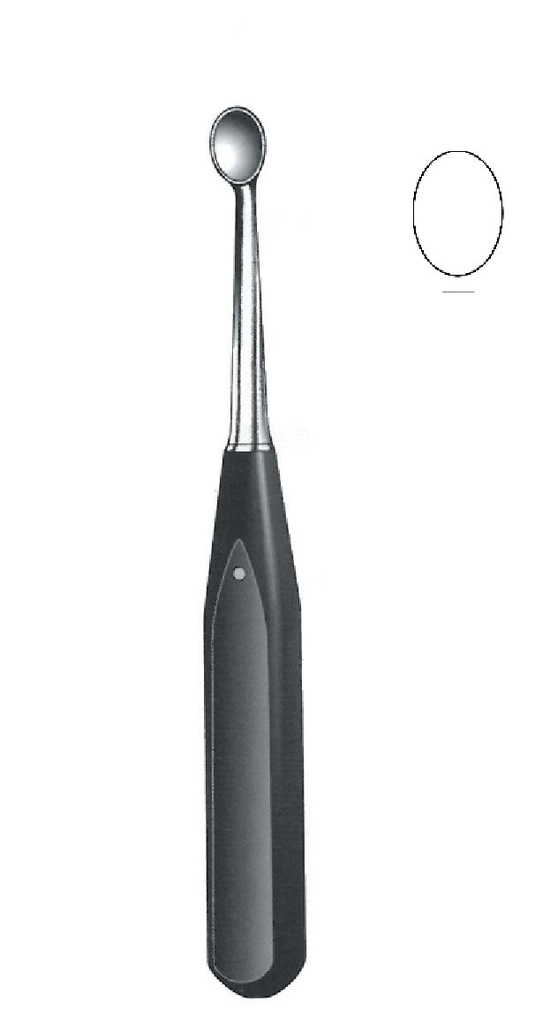 Cureta para el huesp Volkmann con mango de ferrozell, figura 4 - longitud = 17 cm / 6-3/4"