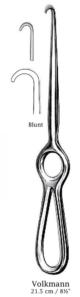 Retractor de Volkmann, 1 punta, desafilada - longitud = 21.5 cm / 8 -1/2"