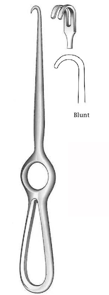 Retractor de Volkmann, 2 puntas, desafilada - longitud = 23 cm / 9"