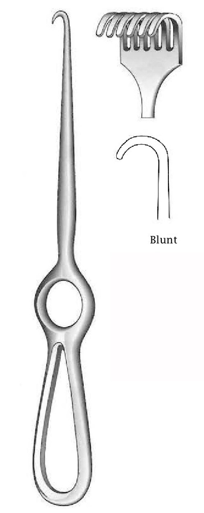 Retractor de Volkmann, 6 puntas, desafilada - longitud = 23 cm / 9"