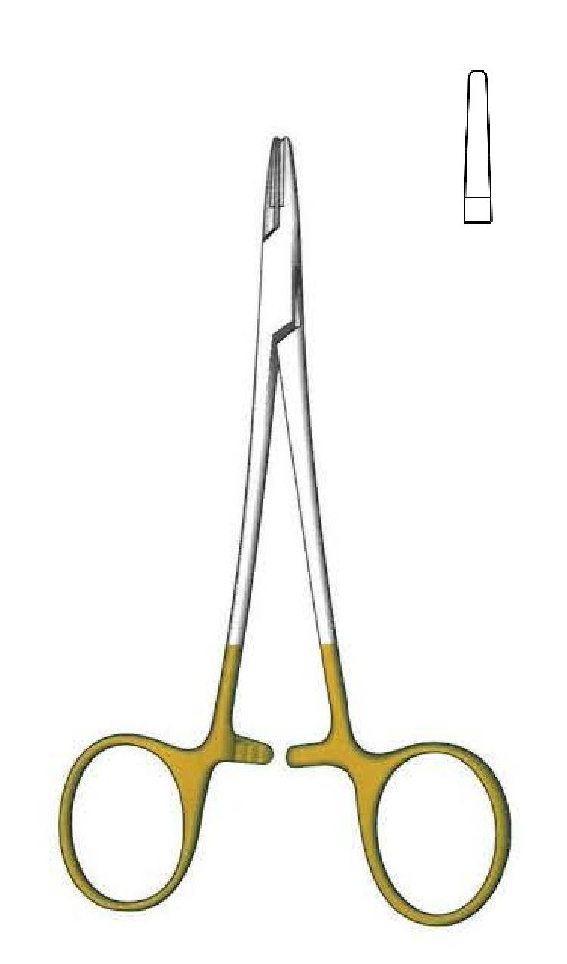Porta agujas Webster, delicado, liso, TC Gold
