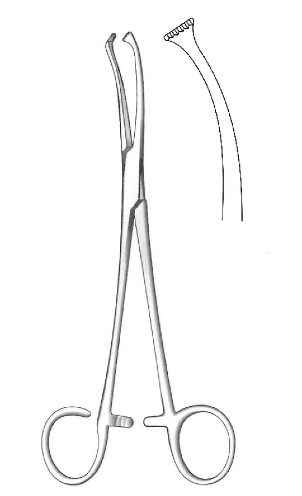 White tonsil grip clamp - length = 23 cm / 9 "