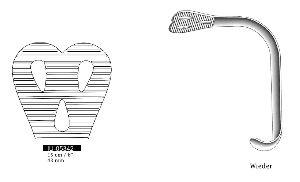 Depresor de lengua Wieder, punta = 43 mm