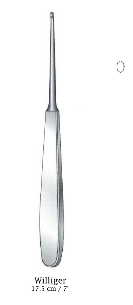 Cureta para hueso Williger, punta ovalada, figura 0