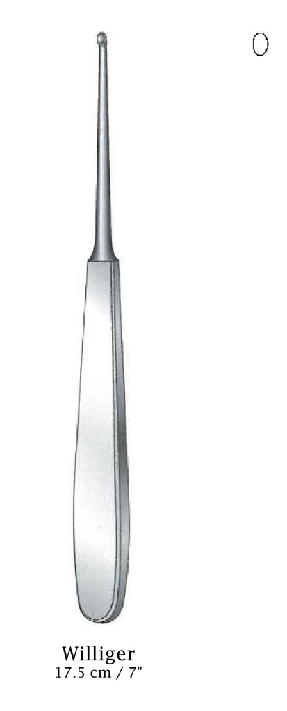 Cureta para hueso Williger, punta ovalada, figura 00