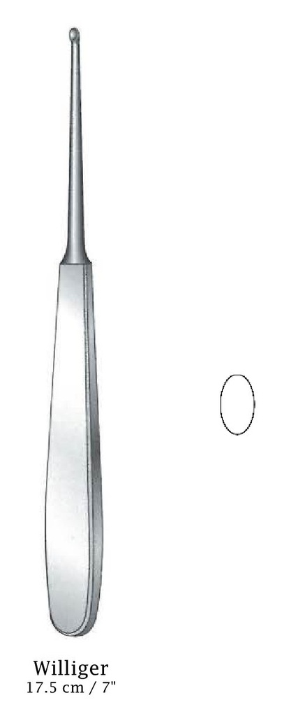 Cureta para hueso Williger, punta ovalada, figura 2