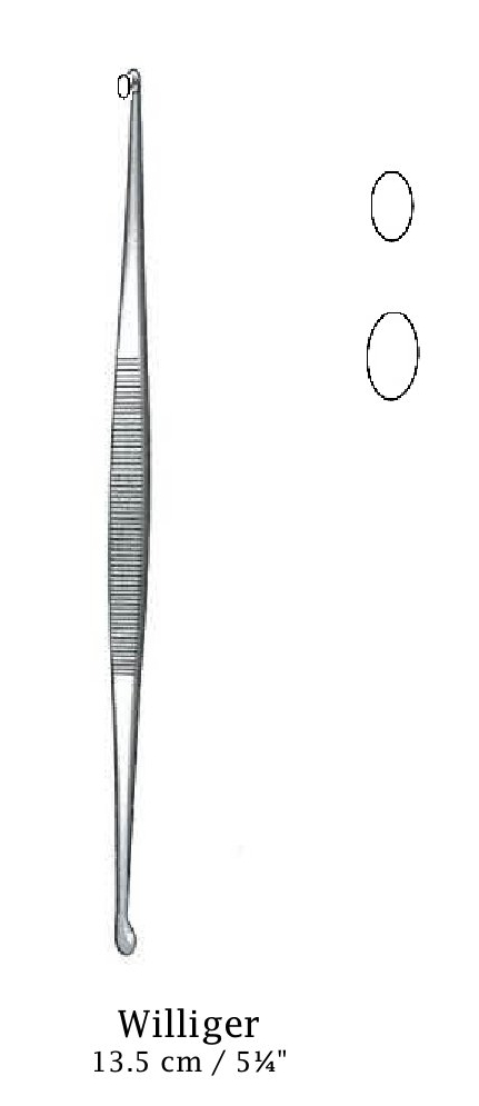 Cureta para hueso Williger, puntas ovaladas, figura 00/0