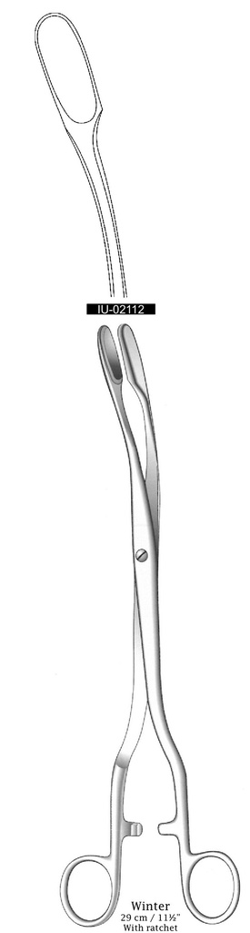 Pinza para colgajos de cuero cabelludo de óvulos Winter con trinquete, curva, figura 1