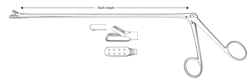 Yeoman rectal biopsy forceps, oval tip, figure 2 - shaft length = 28 cm / 11"