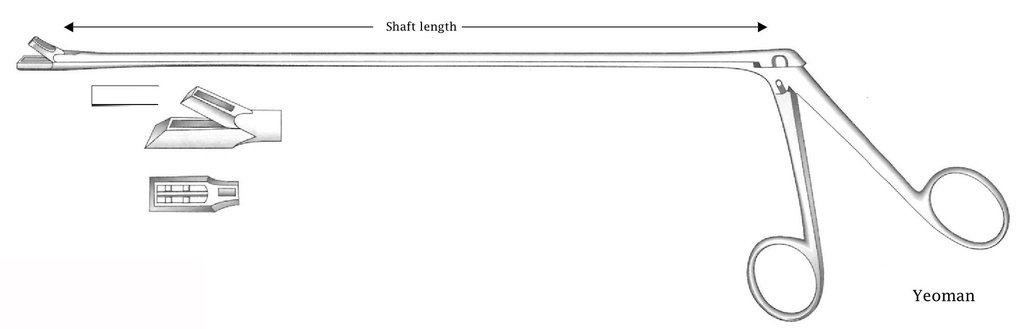 Yeoman rectal biopsy forceps, square tip, figure 1 - shaft length = 28 cm / 11"
