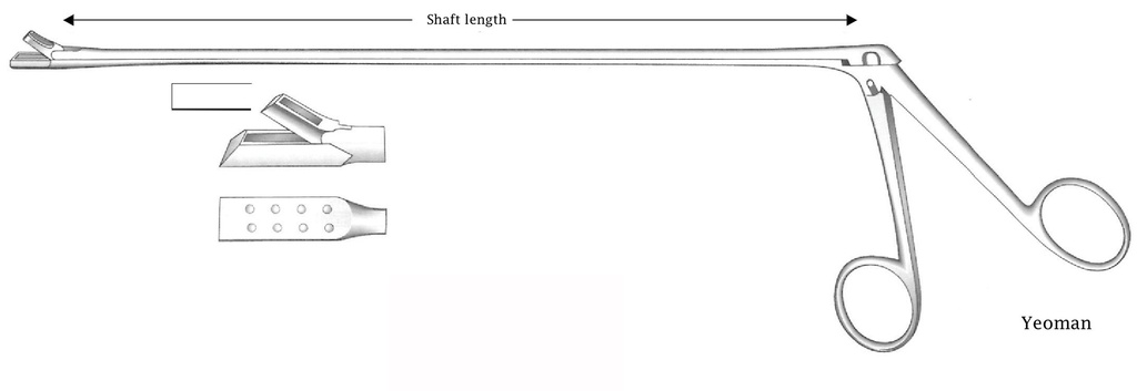 Yeoman Rectal Biopsy Forceps, square tip, figure 2 - shaft length = 28 cm / 11"
