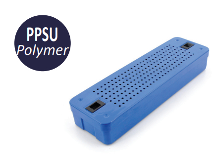 Model de plasma Container d’esterilització per a la laparoscòpia de polímer PPSU, groc - 510 x 80 x 80 mm mm