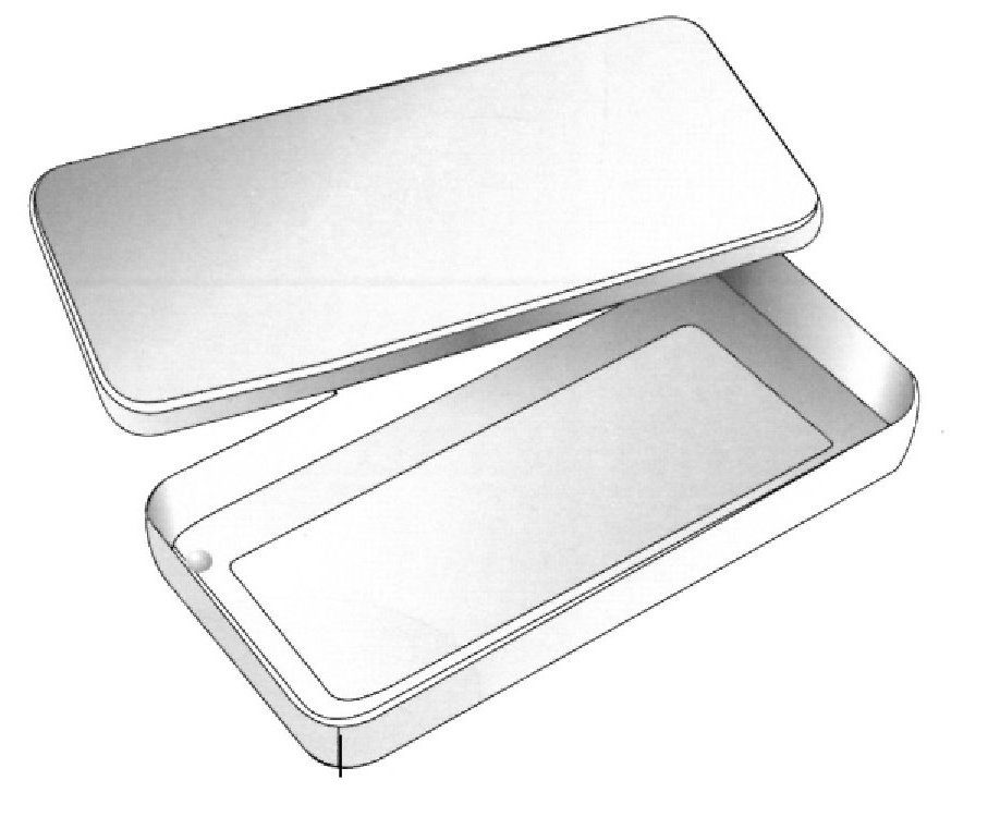 Caja de instrumentos sin asa, 200 x 100 x 35 mm