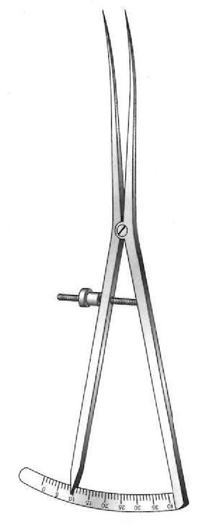 Calibrador Castroviejo-Epker premium, curvo, rango de medición 40 mm - longitud = 18 cm / 7"