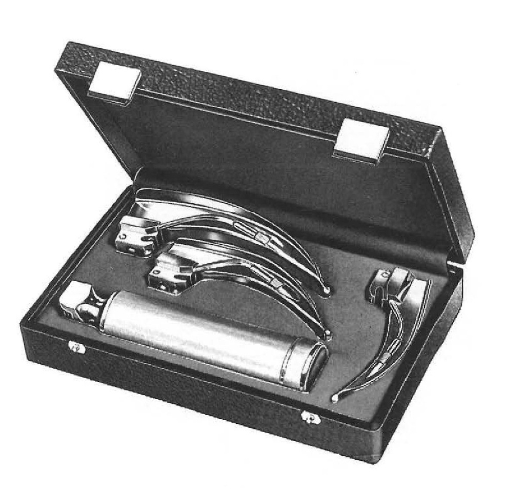 Laringoscopio fibra óptica McIntosh, Juego de 3 premium con mango mediano, figura 1 a 3