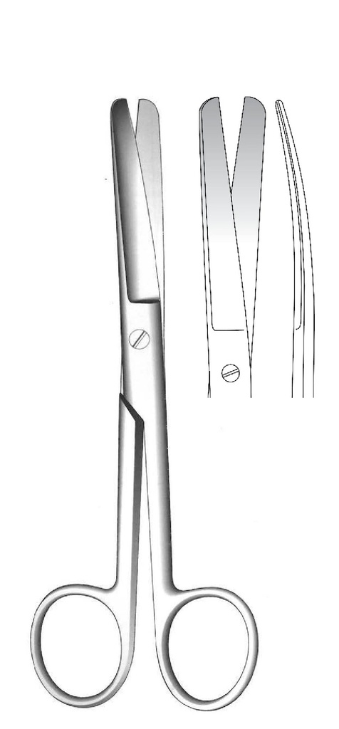Tijera quirúrgica estándar premium, curva, desafilada - longitud = 11.5 cm / 4-1/2"