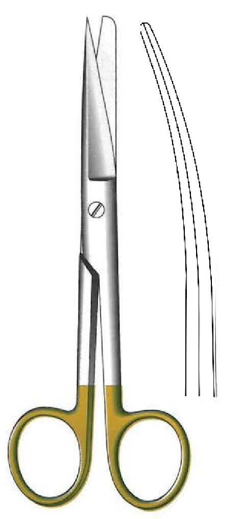 Tijera quirúrgica estándar premium, afilada / desafilada, curva, TC Gold - longitud = 14.5 cm / 5-3/4"