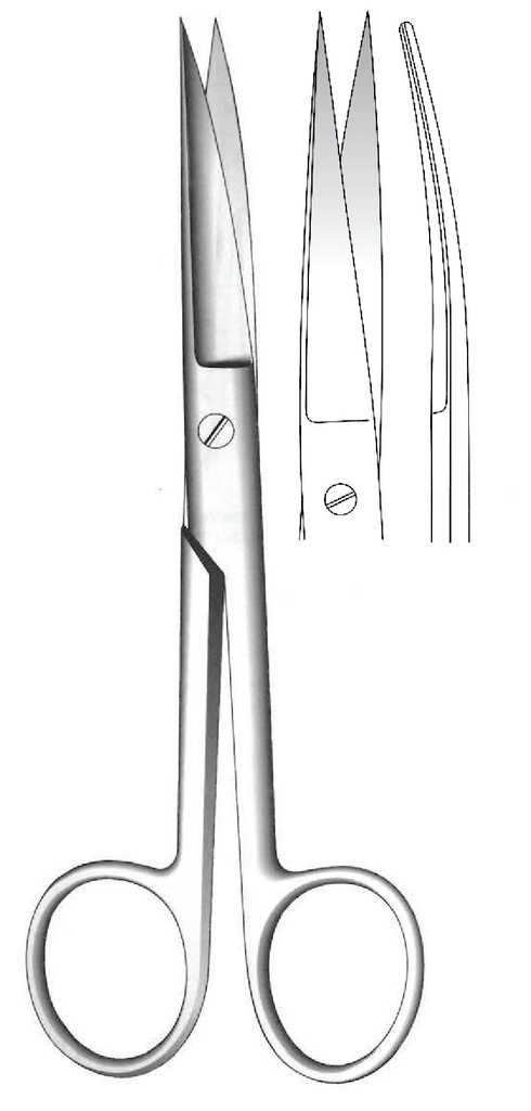 Premium Standard Surgical Scissors, curved, sharp - length = 16.5 cm / 6-1/2"