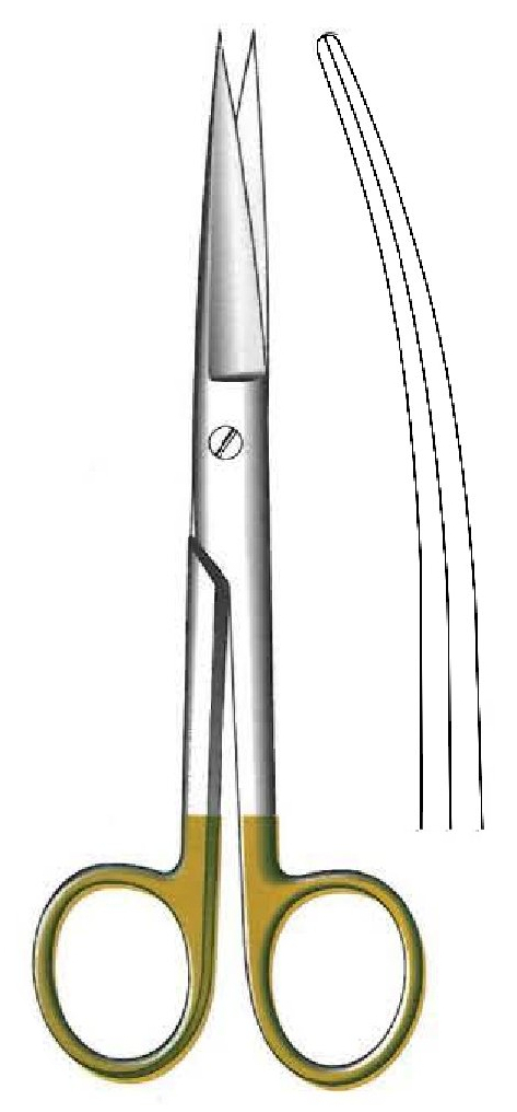 Premium standard surgical scissors, sharp, curve, Gold TC - length = 14.5 cm / 5-3 / 4 "