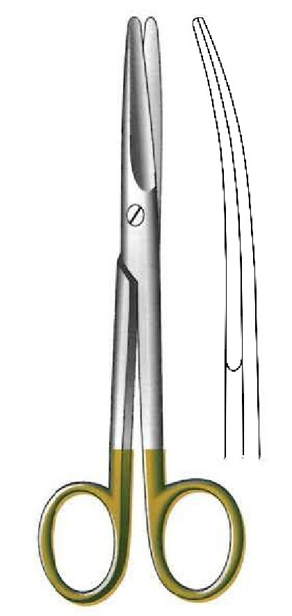 Tijera para disección Mayo premium, curva, TC Gold - longitud = 14.5 cm / 5-3/4"