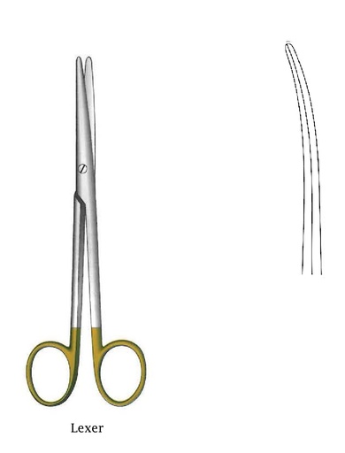 [IU-08325P] Tijera Lexer premium, curva, TC Gold - longitud = 21 cm / 8-1/4"