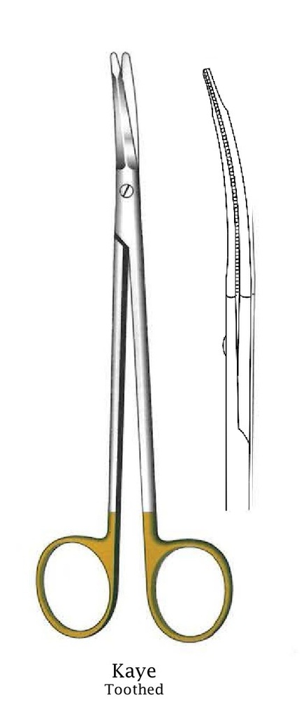 Tijera para estiramiento facial Kaye premium, curva, TC Gold - longitud = 15 cm / 6"