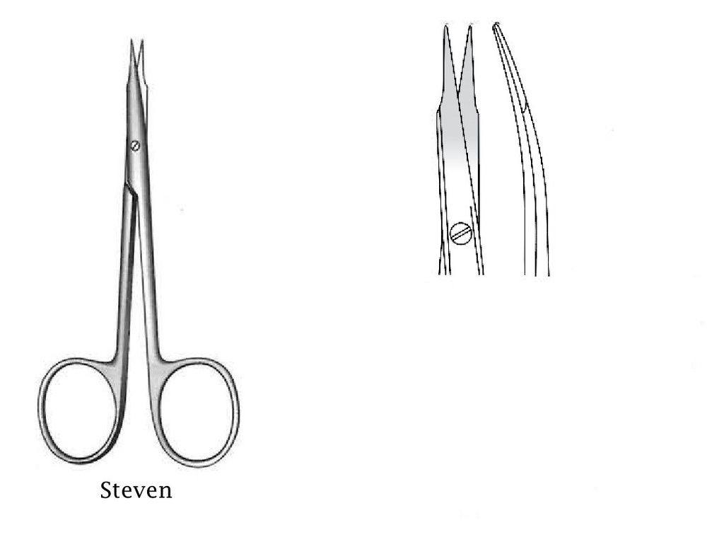 Tijera para tenotomía Stevens premium, desafilado, curva - longitud = 11 cm / 4-1/2"