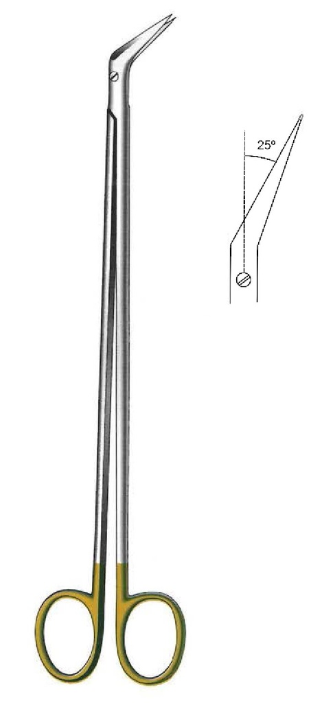 Premium bakey vascular scissors, angle = 25 °, Gold TC - length = 19 cm / 7-1 / 2 "