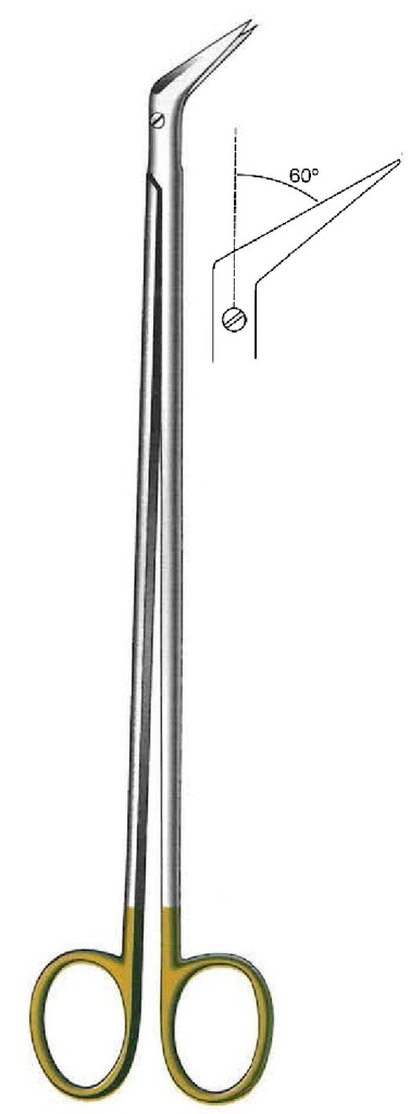 Premium Bakey Vascular Scissors, Angle = 60 °, Gold TC - Length = 19 cm / 7-1 / 2 "
