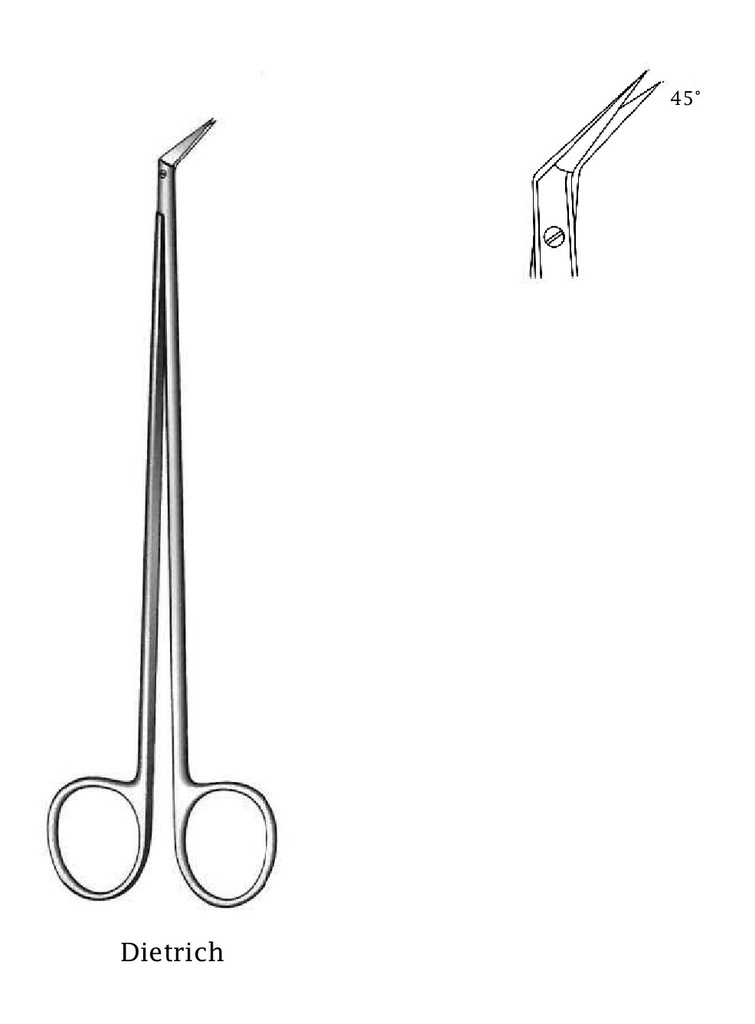 Tijera vascular Dietrich premium, ángulo = 45° - longitud = 18 cm / 7"
