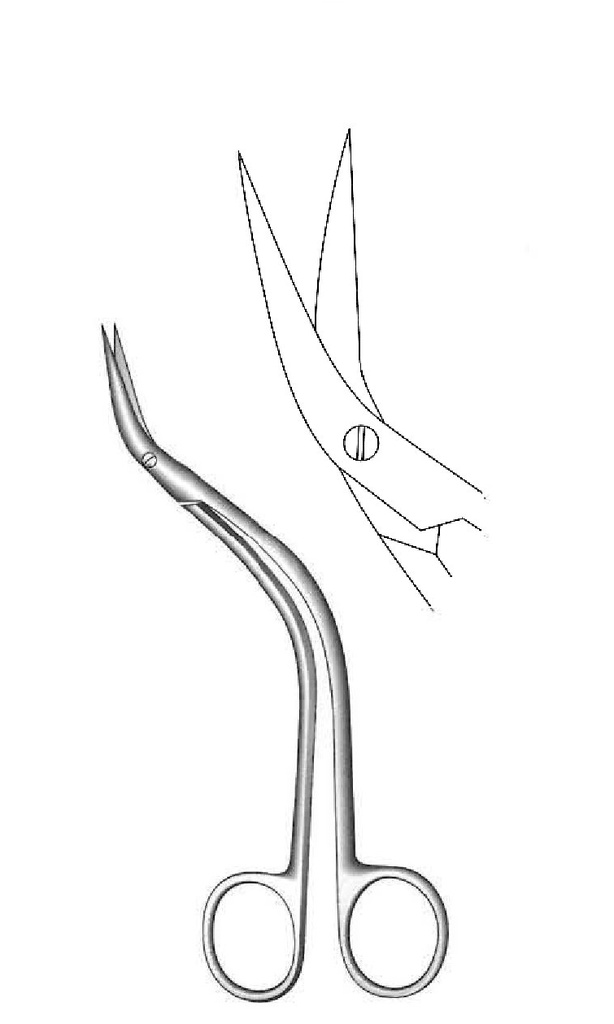 Tijera torácica y vascular De Bakey premium, forma de S - longitud = 15.5 cm / 6"