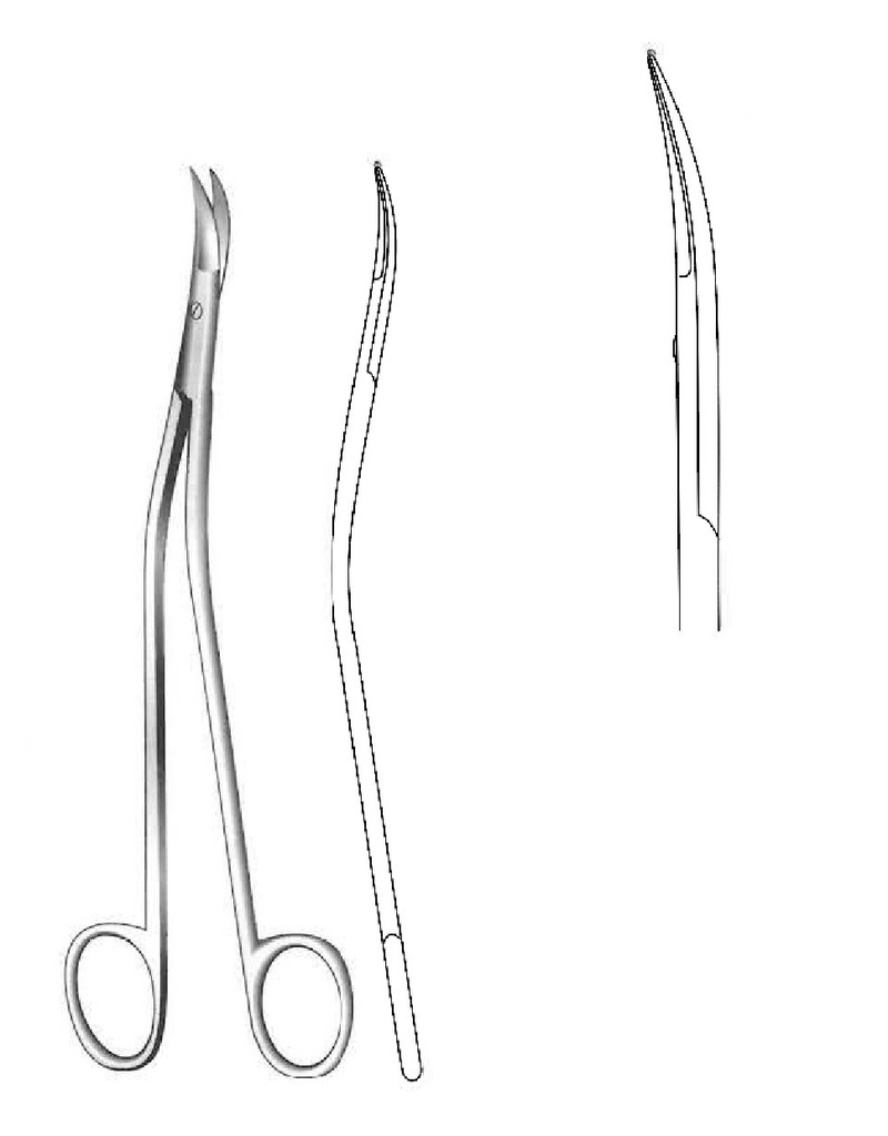 Tijera para neurocirugía Dandy premium, curva - longitud = 17 cm / 6-3/4"