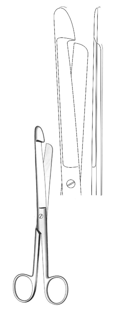 Tijera para enterotomía premium, punta de gancho - longitud = 21 cm / 8-1/2"