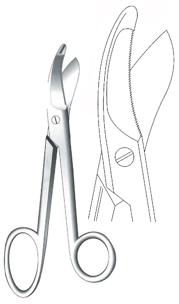 Tijera para vendaje Bruns premium, dentado - longitud = 23.5 cm / 9-1/4"