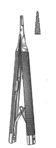 [IU-03311P] Porta agujas Castroviejo premium, dentado, recta - longitud = 13 cm / 5-1/4"