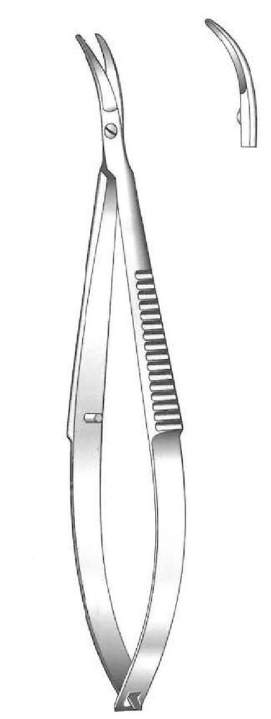 Castroviejo premium iridectomy scissors, curved, blunt - length = 10 cm / 4"
