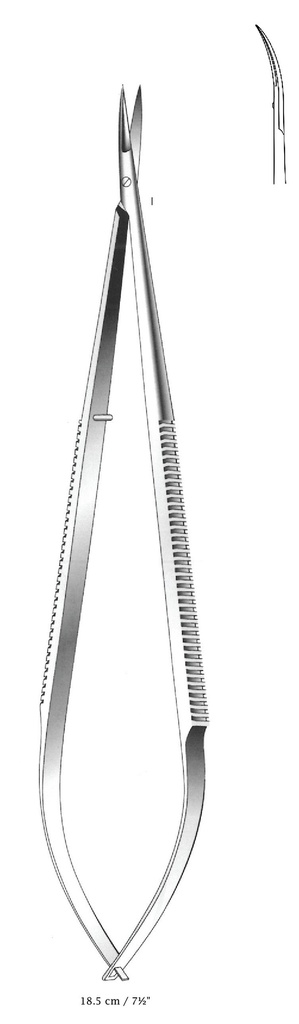 Micro tijera premium, curva - longitud = 18.5 cm / 7-1/2"