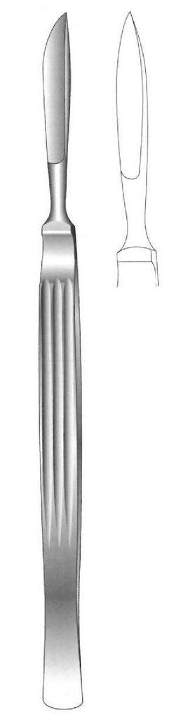 Cuchillo para disección premium, sólido con mango acanalado, figura 2 - longitud = 16 cm / 6-1/4"