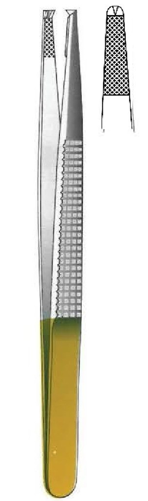 Pinza de tejido Bonney premium, dientes = 1:2, TC Gold - longitud = 17 cm / 6-3/4"