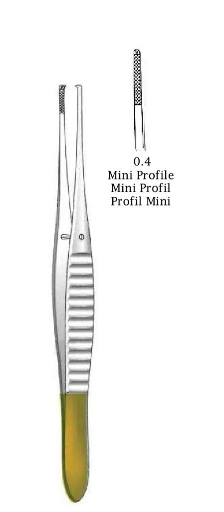 Pinza para disección Gillies premium, 1x2 dientes, TC Gold - longitud = 15 cm / 6"