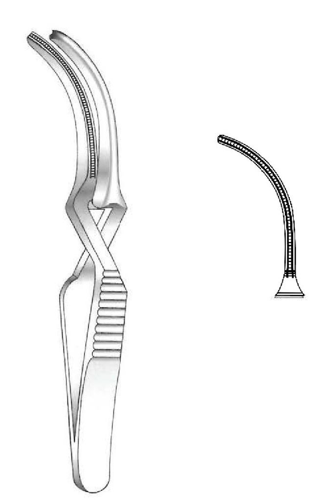 Atraumatic bulldog clamp Premium, curved - length = 8 cm / 3-1 / 4 "